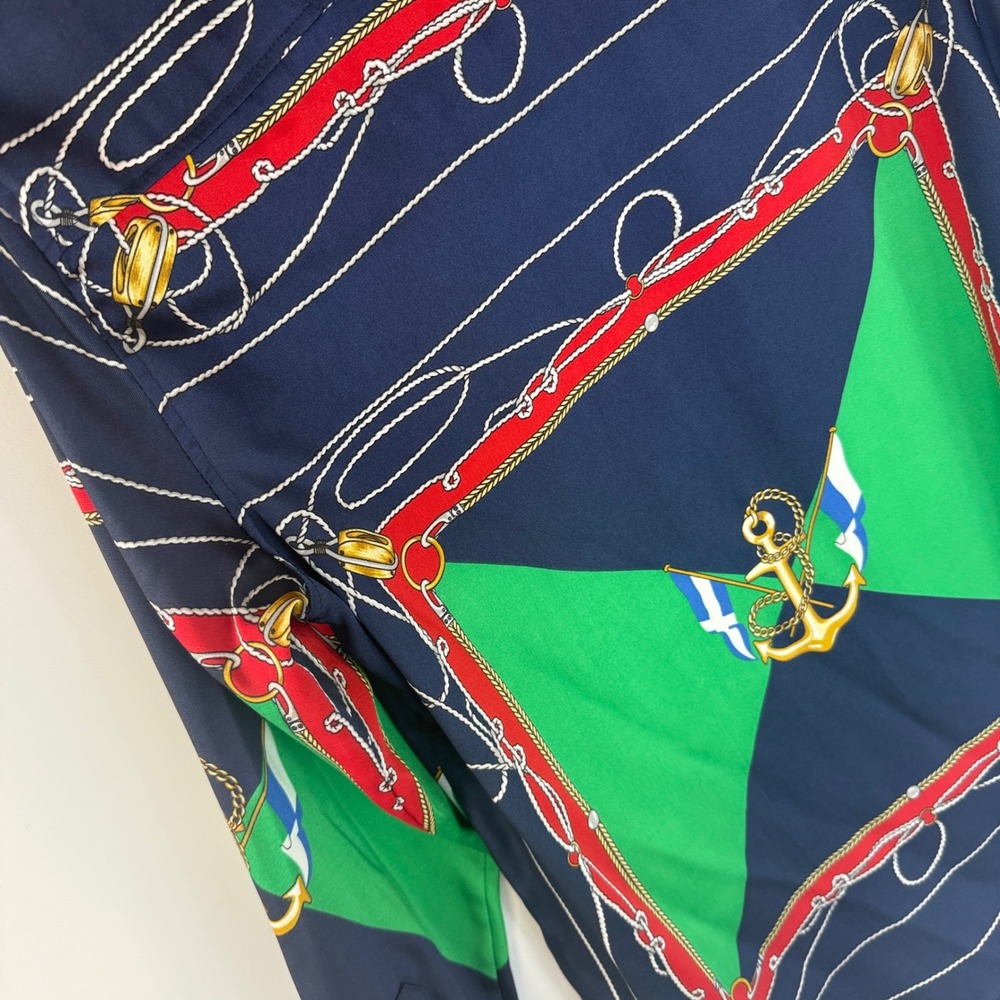 Lauren Ralph Lauren Button Down Women M Navy Nautical Scarf Print Anchor Shirt - Picture 5 of 11